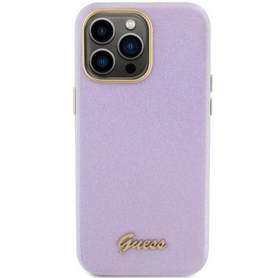 3. Guess Glitter Glossy Script case for iPhone 15 Pro Max - lilac