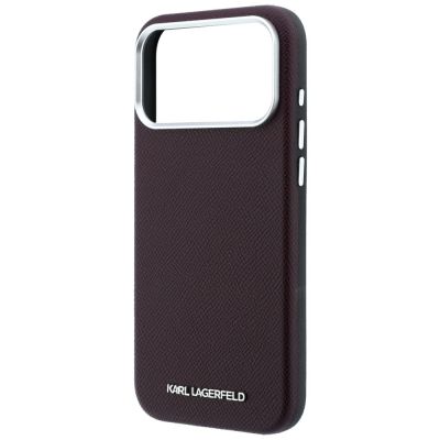 6. Karl Lagerfeld Grained Elongated Logo MagSafe case for iPhone 17 Pro Max / 18 Pro Max - burgundy