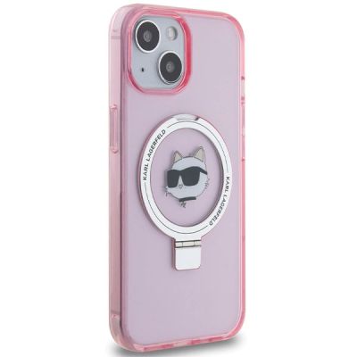 4. Karl Lagerfeld KLHMP15SHMRSCHP iPhone 15 6.1" pink/pink hardcase Ring Stand Choupette Head MagSafe