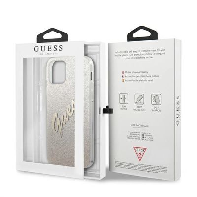 8. Guess GUHCP12LPCUGLSGO iPhone 12 Pro Max 6.7" gold/gold hardcase Glitter Gradient Script