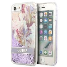 Guess Flower Liquid Glitter case for iPhone SE 2022 / SE 2020 / 7 / 8 - purple