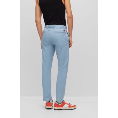 4. Hugo Boss men's slim-fit trousers in stretch cotton gabardine, light blue (50468314-451)