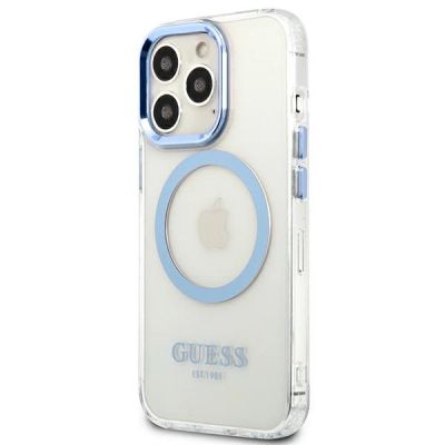2. Guess Metal Outline MagSafe Case for iPhone 13 Pro / iPhone 13 - Blue