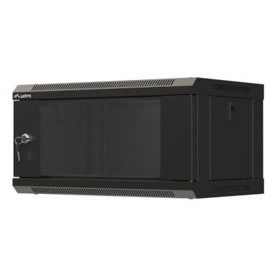 2. Wall-mounted rack installation cabinet 19" 4U 540x350 black glass door LANBERG (flat pack)