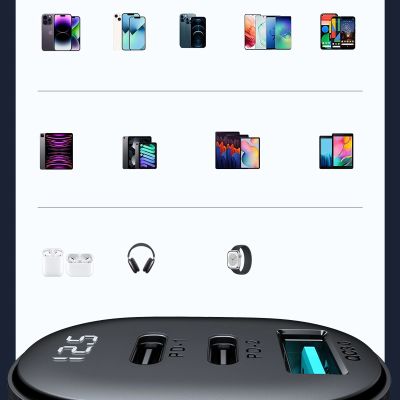 14. Joyroom JR-CCD04 30W 2x USB-C USB-A car charger with display - black