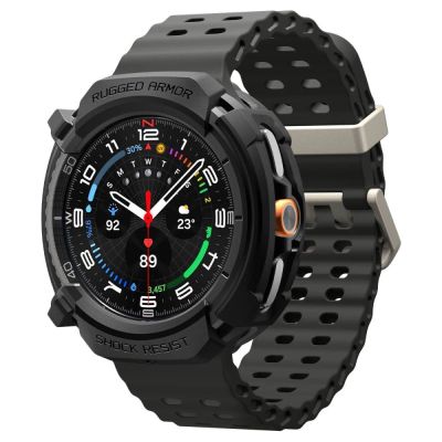 2. Spigen Rugged Armor Case for Samsung Galaxy Watch 8 Classic 46mm - Matte Black