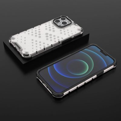 13. Honeycomb Case armor cover with TPU Bumper for iPhone 13 Pro Max transparent