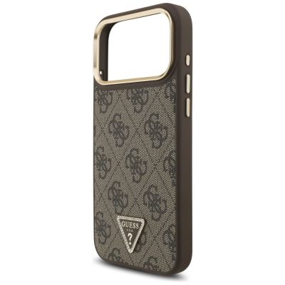 6. Guess 4G Triangle Logo MagSafe Case for iPhone 17 Pro Max - Brown & Gold