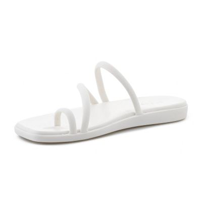 3. CROCS MIAMI TOE LOOP SANDAL IN CHALK 209862-0WV