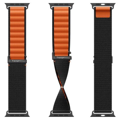 9. Spigen WBF1 Strap for Apple Watch 44 / 45 / 46 / 49 mm - Black and Orange