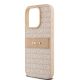 6. DKNY Leather Mono Stripe & Metal Logo case for iPhone 15 Pro - pink