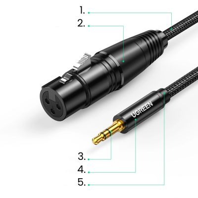 9. Ugreen audio cable 3.5mm mini jack (male) - XLR (female) 1m black (AV182)
