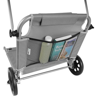 26. FOLDABLE BEACH CHAIR WITH CANOPY ON WHEELS 116x62x62-90CM GRAY