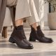 Women’s Leather Ankle Boots, Crocodile Effect, Chocolate Brown Filippo DBT820