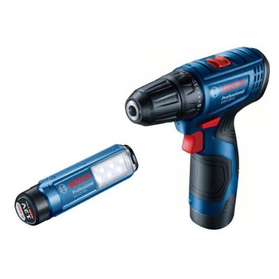 BOSCH. SCREWDRIVER GSR 120-LI 2x2.0Ah 30/14Nm + LAMP GLI 12V-300 CASE