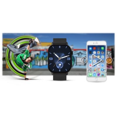 17. Smartwatch Gravity GT15-1 Black Silicone Strap + Black Bracelet