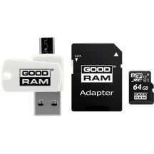 GoodRam All in one M1A4-0640R12 Memory Card with Adapter and Card Reader (64GB; Class 10; Adapter, MicroSDHC Card Reader, Memory Card)