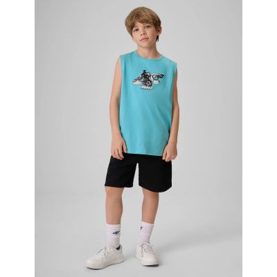 3. Boy's regular sleeveless T-shirt with print 4F 4FJRSS26TSLEM354-047S