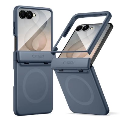 Tech-Protect Kevlar Aura MagSafe Case for Samsung Galaxy Z Flip 8 - Navy Blue