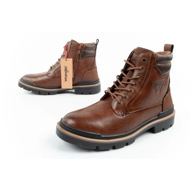 8. Wrangler Nevada men's shoes Chelsea boots elegant fashionable lace-up brown