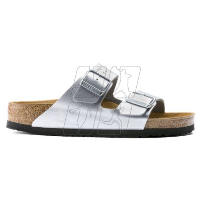 7. Women's Birkenstock Silver Arizona Birko-Flor Silver Regular Flip-Flops Wide (1012282)