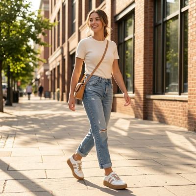 11. Women's leather suede platform shoes, white Filippo DP6776