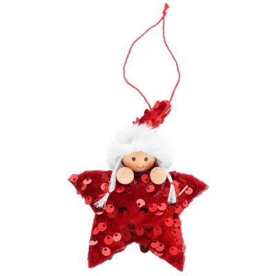 9. SET OF 3 PENDANTS STAR DOLLS RED SEQUINS