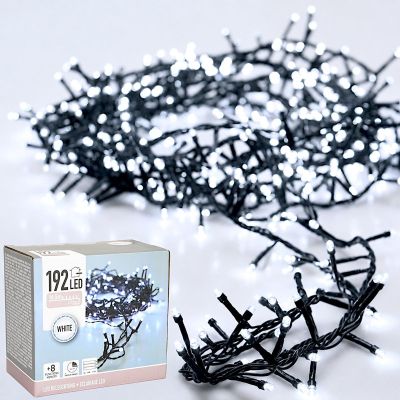 CHRISTMAS TREE LIGHTS BATTERY-OPERATED LIGHT CHAIN 192 LED TIMER COOL WHITE