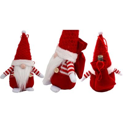 5. DECORATIVE SANTA CLAUS WITH GIFT BAG 25CM RED