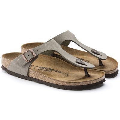 2. Birkenstock Gizeh Birko-Flor Nubuck Stone Regular Men's Flip-Flops Wide Gray (43391)