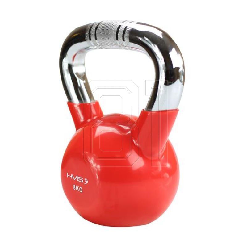 33. Kettlebell cast iron knurled chrome handle HMS KTC06 RED