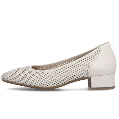 3. Women's leather pumps with openwork, beige Rieker 43459-60