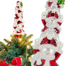 Glass Christmas Tree Topper with 3 Snowmen 28 cm