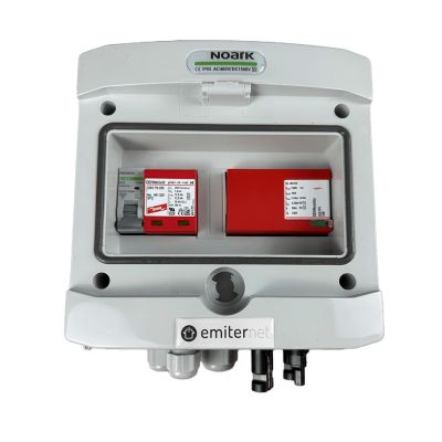 DCAC hermetic IP65 EMITER connection distribution board with Dehn 1000V DC surge arrester type 1+2, 1 x PV string, 1 x MPPT // Dehn AC limiter type 1+2, 16A 1-F