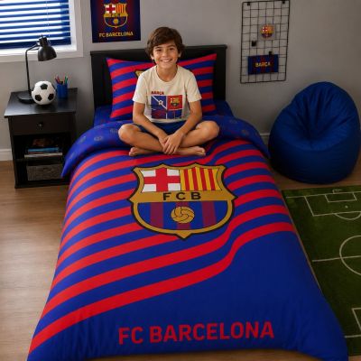 3. FC Barcelona cotton bedding set 140x200 + 70x90 cm FCB-4522BL
