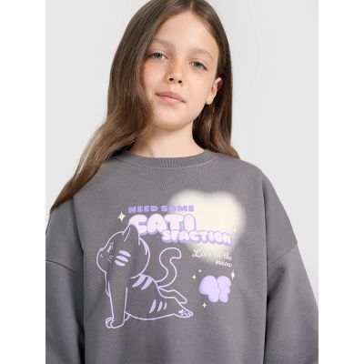2. Oversized sweatshirt without a hood for girls 4F 4FJRAW25TSWSF2438-22S