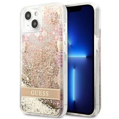 Guess Paisley Liquid Glitter case for iPhone 13 / 14 / 15 - gold