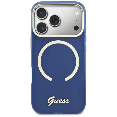 3. Guess IML Script Metal MagSafe Case for iPhone 17 Pro Max - Blue