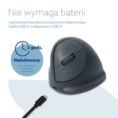 18. R-Go Tools R-Go HE Basic Vertical Mouse, Ergonomic Mouse, Medium Size (Hand Length 165-185 mm), Left-Handed, Bluetooth