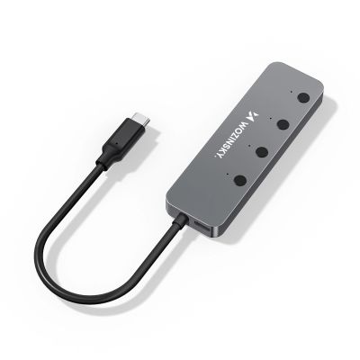 3. Wozinsky WHS088YSS 4x USB-A Aluminum Hub with Individual Switches and 15cm USB-C Cable - Gray