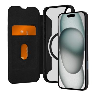 3. Puro Book Mag MagSafe Leather Case with Flap and Card Slot for iPhone 16 Plus - Black