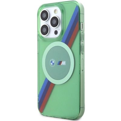 2. BMW M Tricolor Stripes MagSafe case for iPhone 15 Pro - green