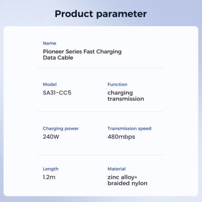 11. Joyroom Pioneer Series SA31-CC5 USB-C / USB-C 240W Cable 1.2m - Black