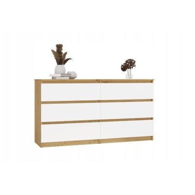 3. M6 MALWA CHEST OF DRAWERS 140 CM 6 DRAWERS ART/WHITE SET
