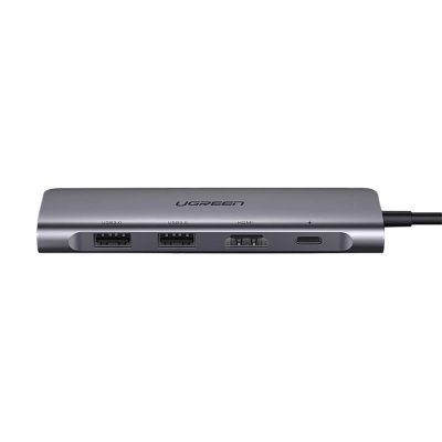 3. Ugreen CM195 ​​6in1 adapter USB-C - HDMI / 2x USB-A 3.0 / USB-C PD / SD / TF reader - gray