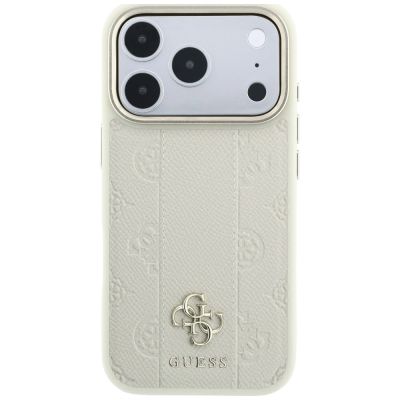 3. Guess Stripe Peony 4G Logo MagSafe Case for iPhone 18 Pro / 17 Pro - Beige
