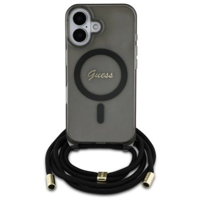 2. Guess Crossbody Cord Script MagSafe iPhone 16 Case - Black