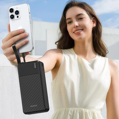 6. Dudao K11 Max 30000mAh Powerbank with Built-in Cables - Black