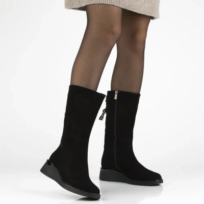 5. Women's leather high wedge ankle boots, black Filippo DBT7210