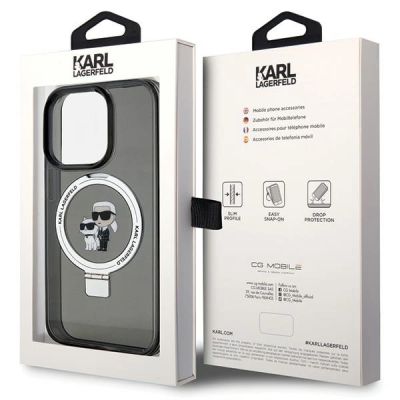 8. Karl Lagerfeld KLHMP15XHMRSKCK iPhone 15 Pro Max 6.7" black/black hardcase Ring Stand Karl&Choupette MagSafe